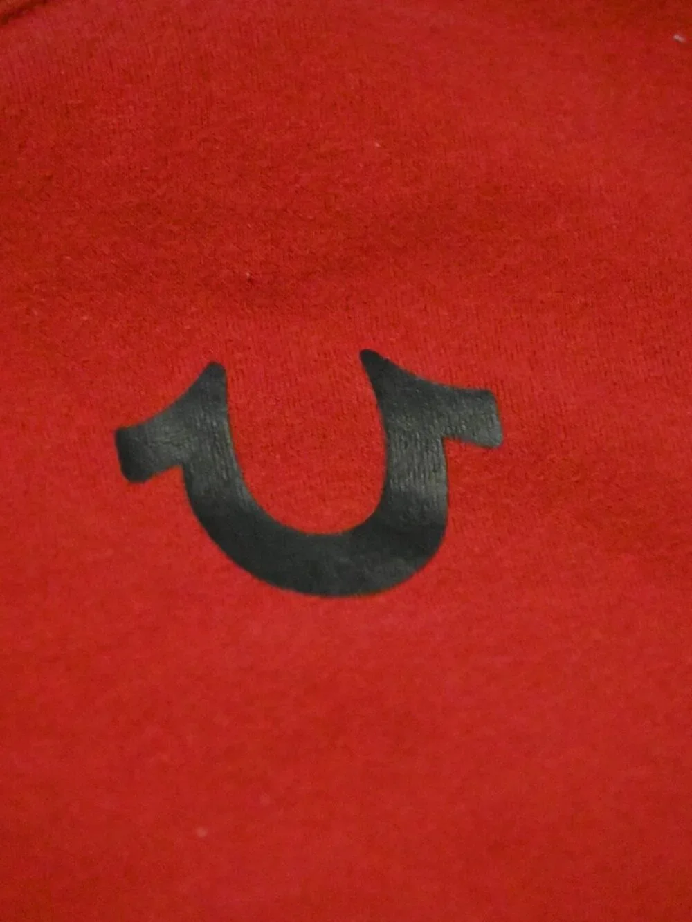 True Religion Brand Jeans Red Crewneck Sweatshirt Large Logo Graphic Size Large